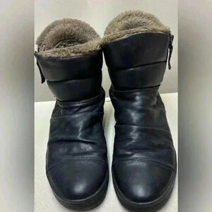 ALDO SEVIGOLLA Black Leather Boots Women's Size 8 Faux Fur Lined Side Zipper